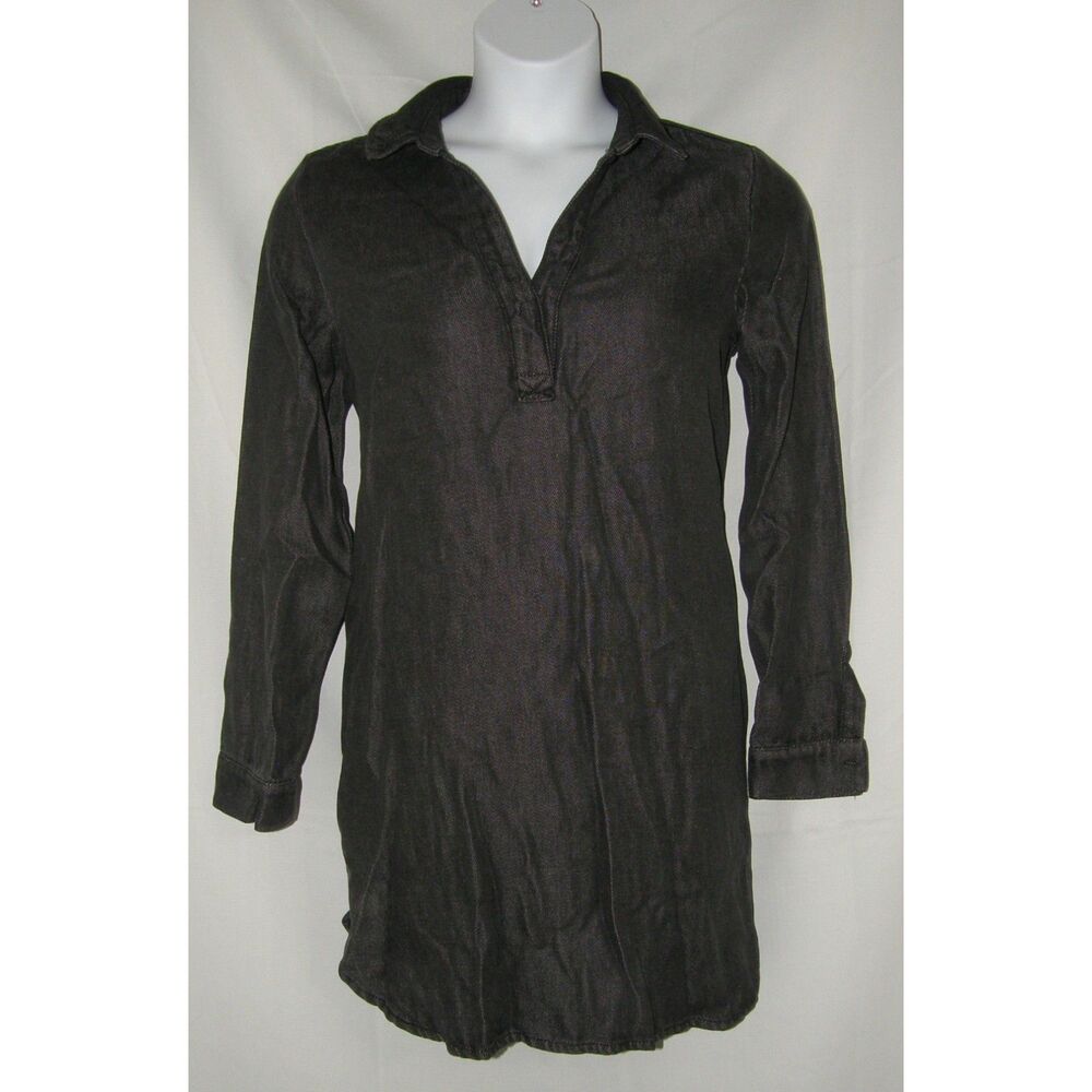 NEW Black Denim Sz 10 Casual Wear Long Sleeve Tunic or Mini Dress Pockets PROMOD